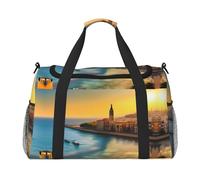 Sunset in Barcelona Print Large Hand Travel Bag, Waterproof Tote Handbag for Women, Duffel Bag Sport Gym for Men