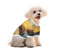 Sunset in Barcelona Print Pure Cotton Pet T-Shirt, Dogs & Cats Comfy Tee Vest, for Small Medium Summer Winter Clothes