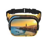 Sunset in Barcelona Printed multifunctional waist bag, unisex trendy messenger bag, travel sports storage bag