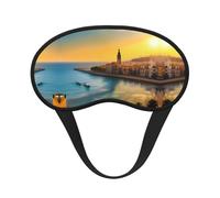 Sunset in Barcelona Sleep Mask Soft Eye MaskBlindfold Eyeshade Smooth Comfortable Eye Cover with
