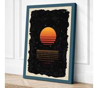 Sunset in Black Minimalist Canvas Wall Art Print 36x24 Inch