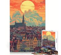Sunset in Brussels Belgium Jigsaw Puzzles 1000 Piece for Teenagers Enhance Memory Leisure Time Solid Cut Santa Wish Item 50x75cm