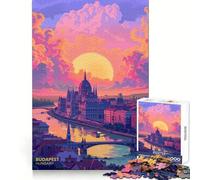 Sunset in Budapest Hungary 1000 Piece Jigsaw Puzzles for Teenagers Cognitive Toy Slow Enjoy Premium Edge Santa Wish Pick 38x52cm
