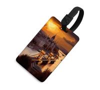 Sunset in Budapest Luggage Tags for Suitcases Cute Suitcase Tag Privacy Cover ID Identifier Unique Name Tags for Travel Baggage Essentials Fashion Tag, Black-style, One Size