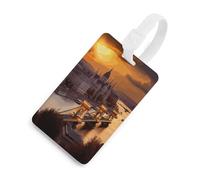 Sunset in Budapest Luggage Tags for Suitcases Cute Suitcase Tag Privacy Cover ID Identifier Unique Name Tags for Travel Baggage Essentials Fashion Tag, White-style, One Size
