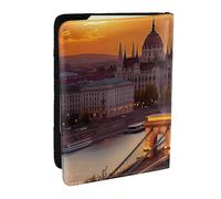 Sunset in Budapest Passport Holder for Women Men, Passport Cover Wallet Case RFID Blocking Leather Card Case Slim Travel Bifold Wallet