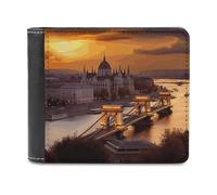 Sunset in Budapest Wallet Large Capacity Slim Bifold Wallet with Multiple Card Slots PU Leather Men Purse