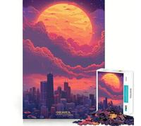 Sunset in Chicago IL USA 1000 Pieces Jigsaws Adults Puzzles Mind Exercise Toy Shared Fun Precision Cut Art Display 38x52cm
