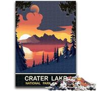 Sunset in Crater Lake Jigsaw Puzzles for Adults 1000 Pieces, Stress Reliever Staycation Kill Time with Matching Poster And Trivia Sheet 1000pcs (26x38cm)