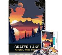 Sunset in Crater Lake Jigsaws Puzzles 1000 Pieces for Teenagers Gifts,Challenging Game And Family Play Wall Decoration Unique Birthday And Xmas Gifts 38x26cm