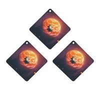 Sunset in Outer Space Car Air Freshener, 3 Pcs Rhombus Hanging Air Freshener Cards, Long Lasting Fragrance Scented Cards for Car, Home, Office Black-style