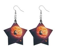 Sunset in Outer Space Wooden Earrings for Women, Vintage Elegant Wood Jewelry, Lightweight Earrings for Wedding, Party, Everyday Jewelry Gift, Apricot shaped, Wood, wood