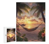 Sunset in Paradise Summer Jigsaw Puzzles for Adults 500 PCS Wooden Puzzles Unique Puzzle Gifts