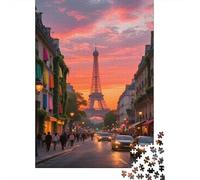Sunset in Paris 1000 Piece Jigsaw Puzzles for Adults Festive Gifts Family Challenging Educational Challenge Home Decoration for Adults Gifts Ideas 1000pcs (75x50cm)