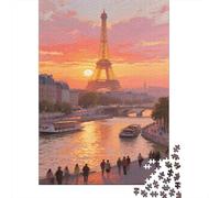 Sunset in Paris 1000 Piece Jigsaw Puzzles for Adults Jigsaws Challenging Game Family Challenging Educational Challenge Home Decoration for Adults Gifts Ideas 1000pcs (75x50cm)