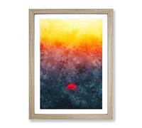 Sunset In Portugal Painting Modern Framed Print | A4 Oak Framed Wall Art | Ready to Hang | Modern Landscape Picture | Living Room Bedroom Lounge Office