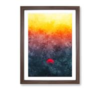 Sunset In Portugal Painting Modern Framed Print | A4 Walnut Framed Wall Art | Ready to Hang | Modern Landscape Picture | Living Room Bedroom Lounge Office
