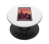 Sunset in Prague Czech Republic Dusk Dawn Travel Art Graphic PopSockets Adhesive PopGrip