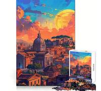 Sunset in Rome Italy 1000 Piece Jigsaw Puzzles for Adults Memory Boost Family Joy Pattern Assembly Santa Wish Pick 50x75cm