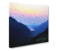 Sunset in Snowdonia in Wales Canvas Print | Gallery Wrapped 30mm Frame Wall Art | 14x14 inches | Ready to Hang | Abstract Landscape Picture | Living Room Bedroom Lounge Office