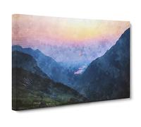 Sunset In Snowdonia In Wales Canvas Print | Gallery Wrapped 30mm Frame Wall Art | 20x14 inches | Ready to Hang | Modern Landscape Picture | Living Room Bedroom Lounge Office