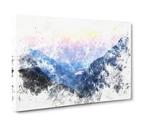 Sunset In Snowdonia In Wales Watercolour Canvas Print | Gallery Wrapped 30mm Frame Wall Art | 20x14 inches | Ready to Hang | Modern Landscape Picture | Living Room Bedroom Lounge Office