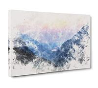 Sunset in Snowdonia in Wales Watercolour Canvas Print | Gallery Wrapped 30mm Frame Wall Art | 30x20 inches | Ready to Hang | Modern Landscape Picture | Living Room Bedroom Lounge Office