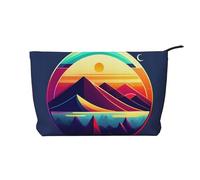 Sunset in Telescope Corduroy Makeup Bag with A Sturdy Lining for Travel and Daily Use