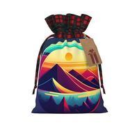 Sunset In Telescope Holiday Printed Drawstring Pouch M For Party, Wedding, And Festival, Lightweight Polyester