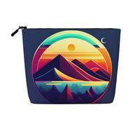 Sunset in Telescope Single-Layer Linen-Look Makeup Pouch with Zipper Ensuring for Your Daily or Travel Needs