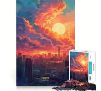 Sunset in Tokyo Japan 1000 Piece Jigsaw Puzzles for Adults Jigsaw Think Toy Calm Relax Clean Cut Wall Art Decor 38x52cm