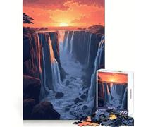 Sunset in Victoria Falls Jigsaw Puzzle for Adults 1000 Pieces Mind Exercise Toy Together Fun Precision Cut Unique Gift 38x52cm