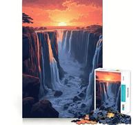 Sunset in Victoria Falls Jigsaw Puzzle for Adults 1000 Pieces Mind Exercise Toy Together Fun Precision Cut Unique Gift 38x52cm