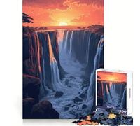 Sunset in Victoria Falls Jigsaw Puzzles for Teenagers 1000 Piece Smart Toy Leisure Time Accurate Cut Seasonal Gift 38x26cm