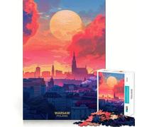 Sunset in Warsaw Poland 1000 Piece Jigsaw Puzzles for Adults Teenagers Memory Upgrade Light Relax Sharp Cut Lovely Gift 38x26cm