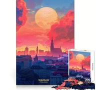 Sunset in Warsaw Poland 1000 Piece Jigsaw Puzzles for Adults Teenagers Memory Upgrade Light Relax Sharp Cut Lovely Gift 38x26cm