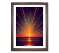 Sunset Industrial Framed Print | A2 Walnut Framed Wall Art | Ready to Hang | Industrial Landscape Picture | Living Room Bedroom Lounge Office