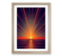 Sunset Industrial Framed Wall Art Print, Ready to Hang Picture for Living Room Bedroom Home Office, Oak A2 (48 x 66 cm)