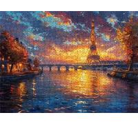 Sunset Iron Tower Puzzle - 5000 Piece Jigsaw Puzzles for Adults - The Back Features Printed Letter Guides - and The Pieces fit Together Snugly - Wooden Puzzles for Adults 61.6 X 41.5 Inch s7h-657