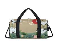 Sunset Japan Cranes Sport Duffel Bag with Shoes Compartment Cranes Overnight Weekender Bags Travel Gym Luggage Organizer for Women Men Kids Girls Boys