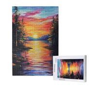 Sunset Jigsaw Puzzles for Adults 2000 Lake Puzzle, Wooden Puzzles for Adults with Gift Box, Impossible Puzzle, Challenging High Difficulty Family Activity, Gifts for Men Women,99x70 cm, p1825t