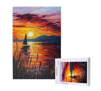 Sunset Jigsaw Puzzles for Adults 2000 Sailboat Puzzle, Wooden Puzzles for Adults with Gift Box, Impossible Puzzle, Challenging High Difficulty Family Activity, Gifts for Men Women,99x70 cm, p1662t