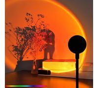 Sunset Lamp Projector - USB Rainbow Mood Light | 7-Colour Led Atmosphere Sunset Lamp with Button | 360° Rotating Moonlight & Sunst Effect, Bedroom Decor Live Stream Ambient Lighting