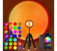 Sunset Lamp Projector with APP Control Multicolor Changing Led Lights for Room, 360 Degree Rotation Sunlight Lamp Mood Lighting Bedroom Decor Christmas Gifts Photography for WomenQ