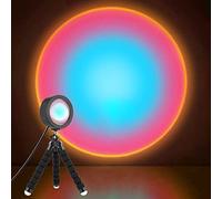 Sunset Lamp, Tripod Rainbow Projector 10W LED Projection Night Light 360 Degree Rotation Romantic Rainbow Light USB Charging for Photography Party Home Living Room Bedroom Decor