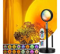 Sunset Lamp with USB, Adjustable Height LED Night Light Rainbow Light 24 Colours Two Remote Controls 4 Dynamic Modes Rotation 180°, Selfie/Photography/Party