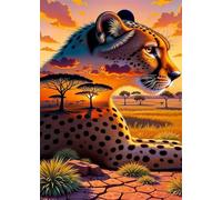 Sunset Landscape Leopard 500 Piece Jigsaw Puzzle for Adults, Creativity, Challenging and Difficult Puzzle, Brain Teaser Puzzles for Adults 500 Pieces for The Whole for Women, Men