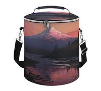 Sunset Landscape Mountains Lake Lunch Bag, 15L Portable Leakproof Picnic Basket with Shoulder Strap, Insulated Picnic Cooler Bag for Camping, Beach, Hiking & Groceries