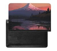 Sunset Landscape Mountains Lake Passport Holder with 3 Card Slots, Portable PU Leather Travel Wallet, Slim Protective Cover for Passport, ID, Credit Cards