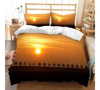 Sunset Landscape Super King Duvet Cover Sets Twilight Scene Bedding Set 3D Print Quilt Cover 260x220 cm Soft Microfiber Lightweight with Zipper Closure and 2 Pillowcases f-3270
